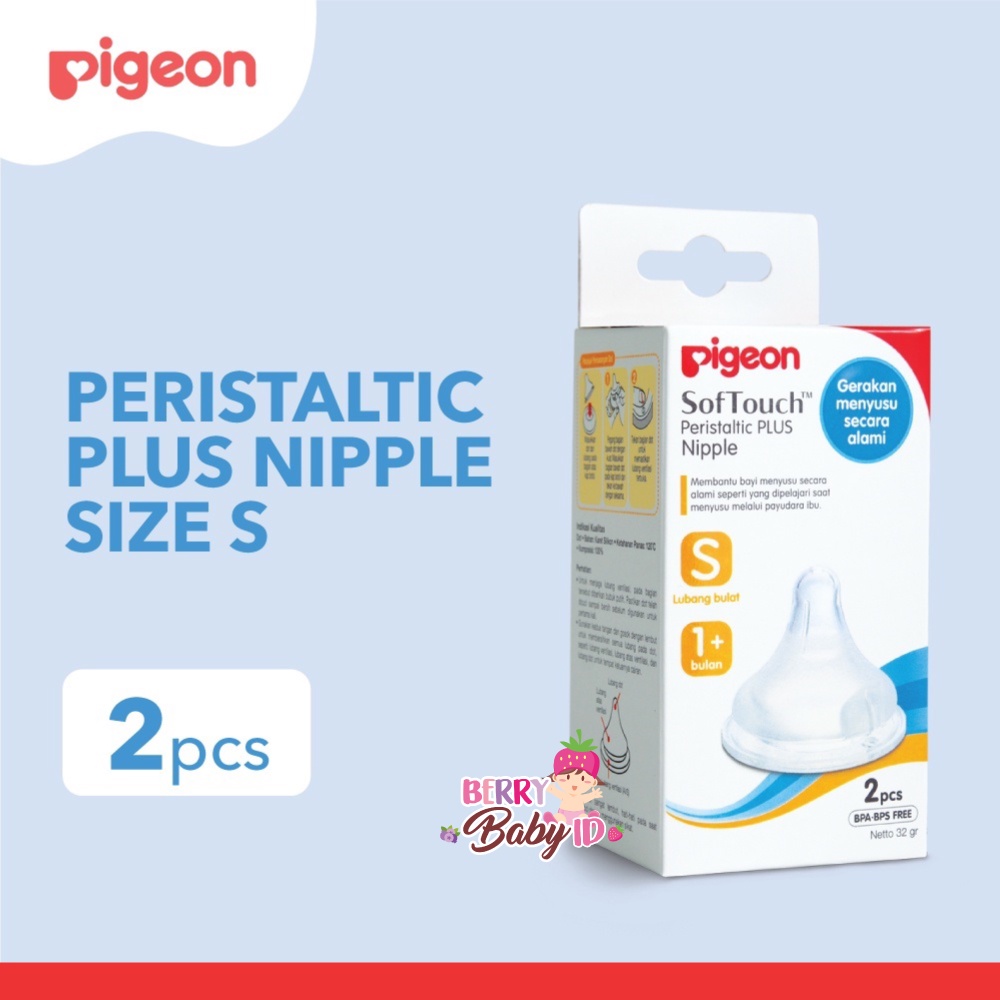 Pigeon Peristaltic Plus Wide Neck Nipple 2 Pcs Box Dot Botol Susu Bayi Berry Mart