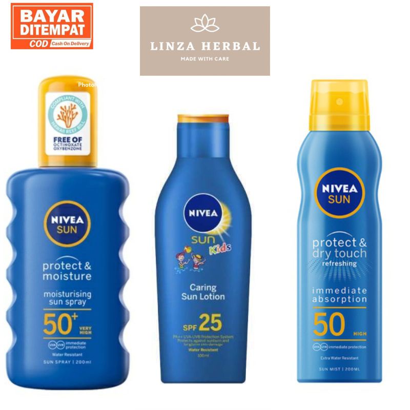 Nivea Sunblock Protect & Moisture Spray Spf 50 & Nivea Sun Kids Protect & Care Spf 25 sunscreen tabi
