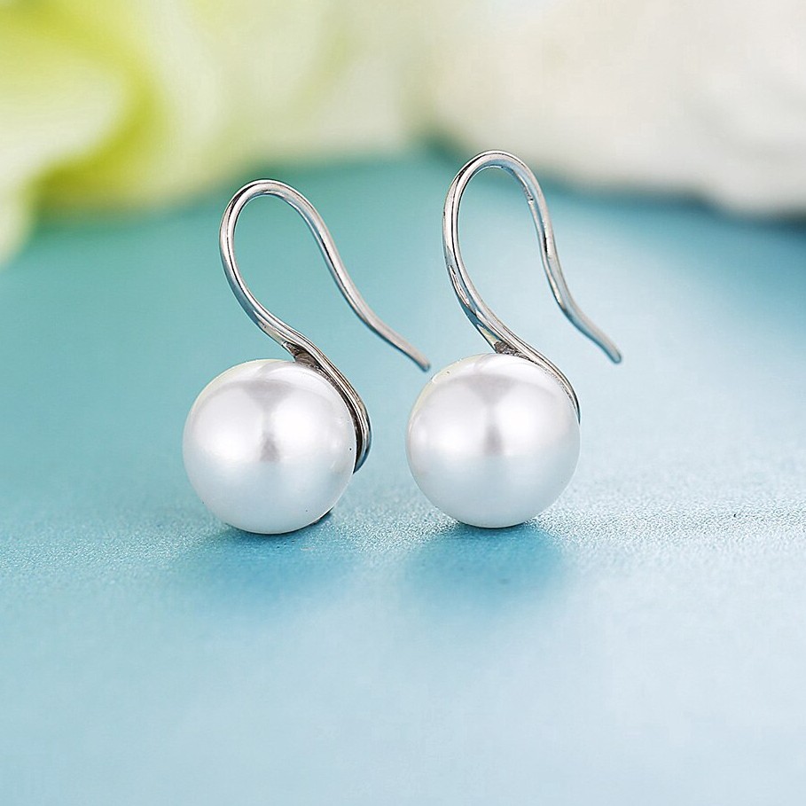 Anting Stud Mutiara Simulasi Warna Silver Untuk Aksesoris Wanita