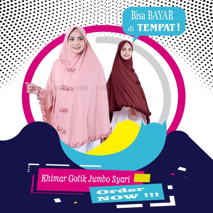 Hijab Khimar Gotik Jumbo Jilbab Syari Fashion Muslim Ukuran Super Jumbo Dengan Variasi Rempel Kriwil