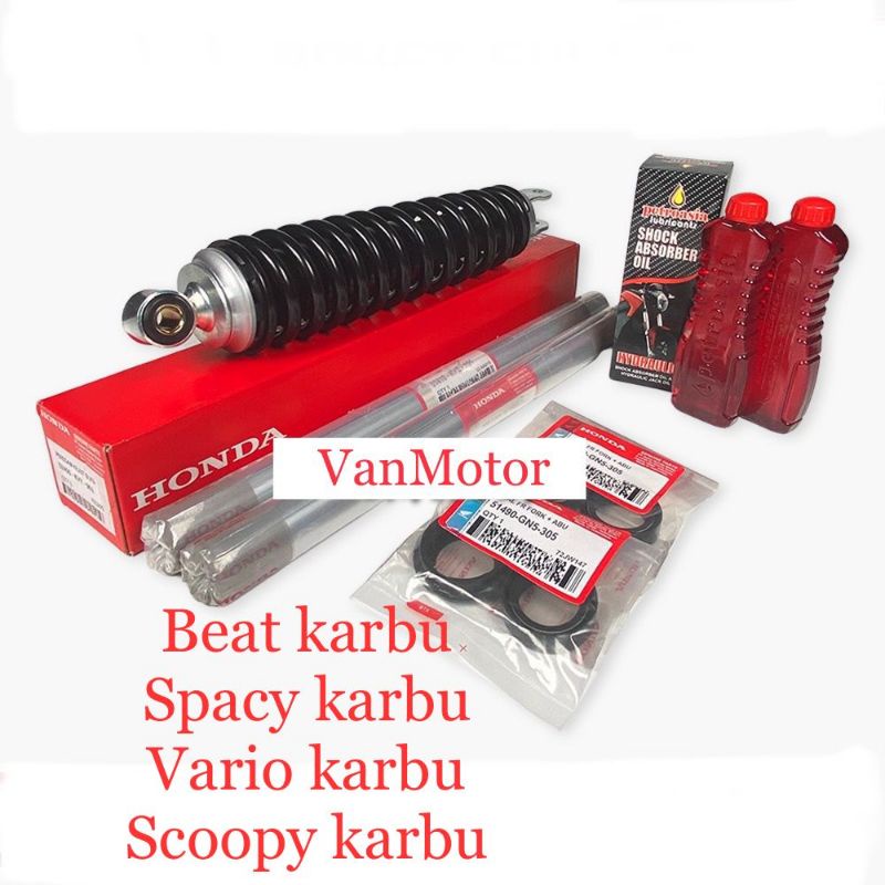 PAKET AS SHOCK BEAT KARBU SCOOPY CARBU VARIO 110 LAMA SPACY KARBU SOK BREAKER HONDA KVB 2pc AS SHOCK 2pc SEAL ABU 2pc SEAL SHOCK 2pc OIL SHOCK 1pc SHOCK BREAKER