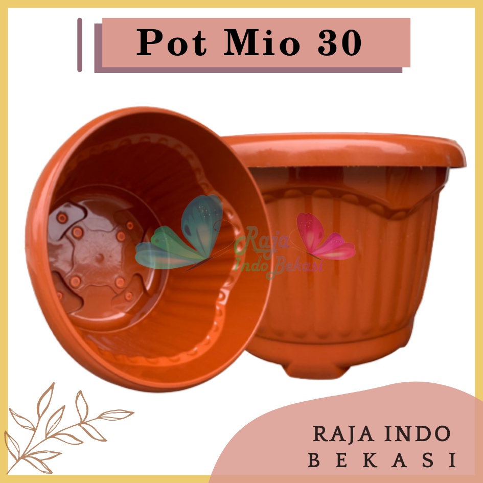 Pot Shallom Mio 30 Merah BataTerracota Terracotta Merah Coklat Pot Bunga Plastik Tebal Murah Besar Kuat Motif Model Belimbing 30 cm Putih Hitam Selusin Lusinan Tebal - SHALLOM MIO 30 pot bunga bulat besar tebal murah