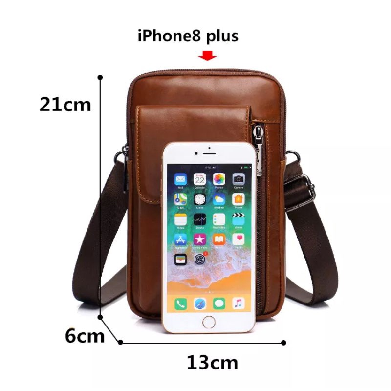 Tas Waistbag Pria Kulit Asli Tas mini Selempang Pinggang Tas Hp Kulit Multifungsi Kualitas Terbaik