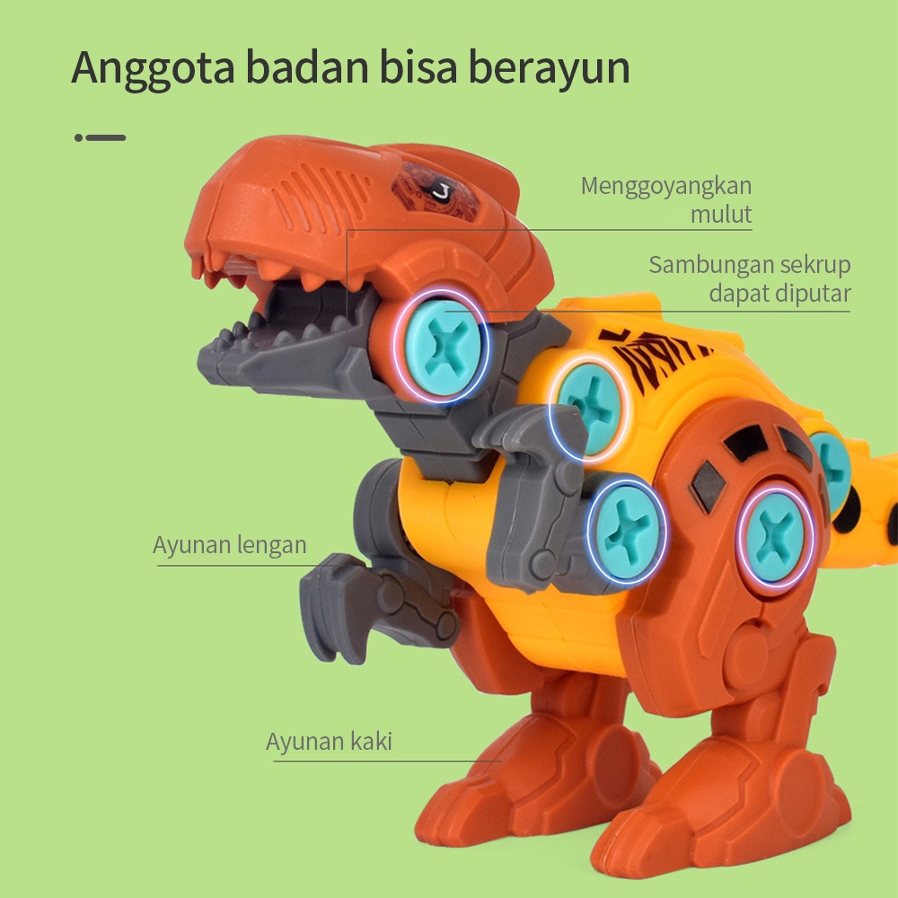 Halobaby Mainan Diy Dinosaurus Bongkar Pasang Obeng/mainan anak bongkar pasang Dinosaurus