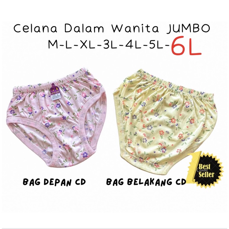 1 Lusin CD Celana Dalam Wanita Jumbo Bigsize 4L 5L 6L Melar Pakaian Dalam Wanita Kancut Sempak Ibu