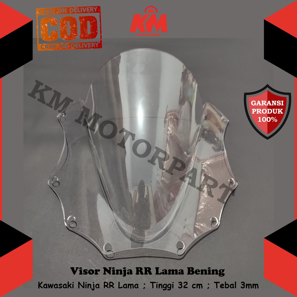 Visor Windshield Ninja RR Lama Old Jenong Hitam dan Bening Tebal 3mm Bahan Kaca Akrilik