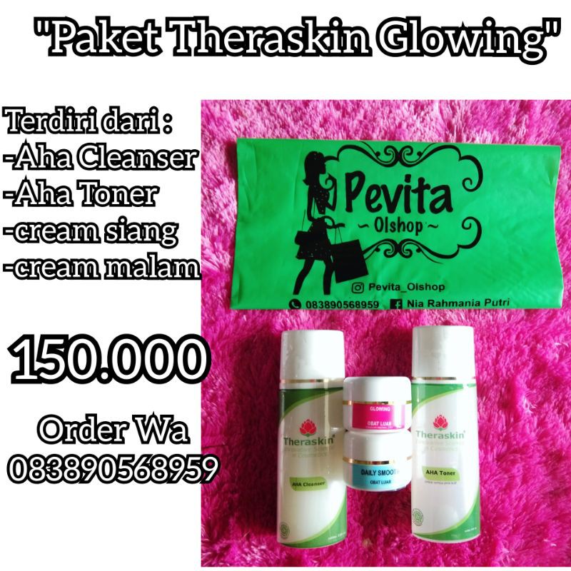 Paket theraskin Glowing/ Cream glowing/theraskin label pink /