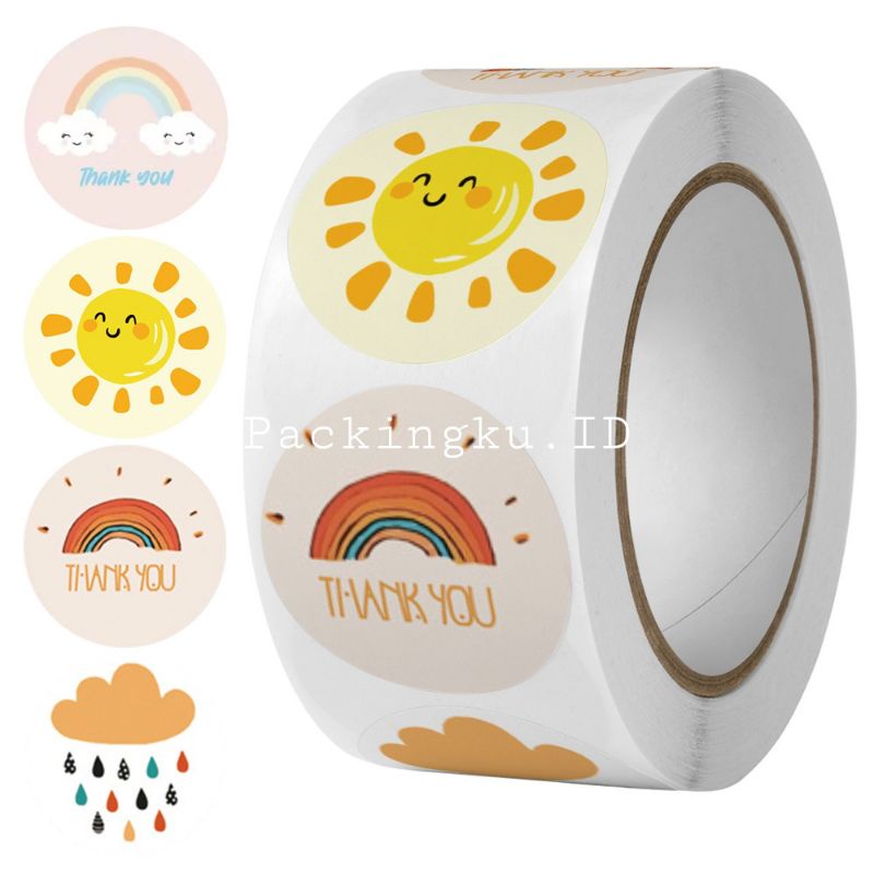 [Kecil 2.5cm] Sticker Label Thank You | Segel Roll 500 pc-cartoon mix 2