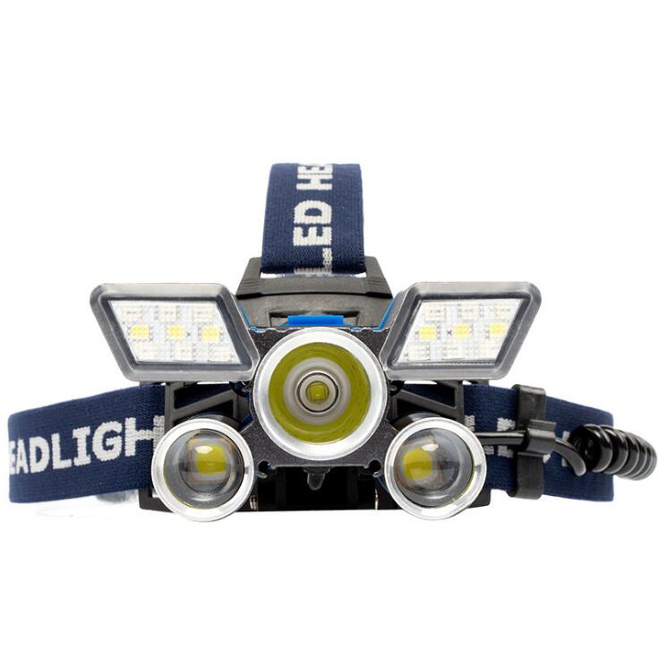 Albinaly Senter Kepala Headlamp Cree XM-L2 + 2XPE + Red Blue LED TG007 HITAM