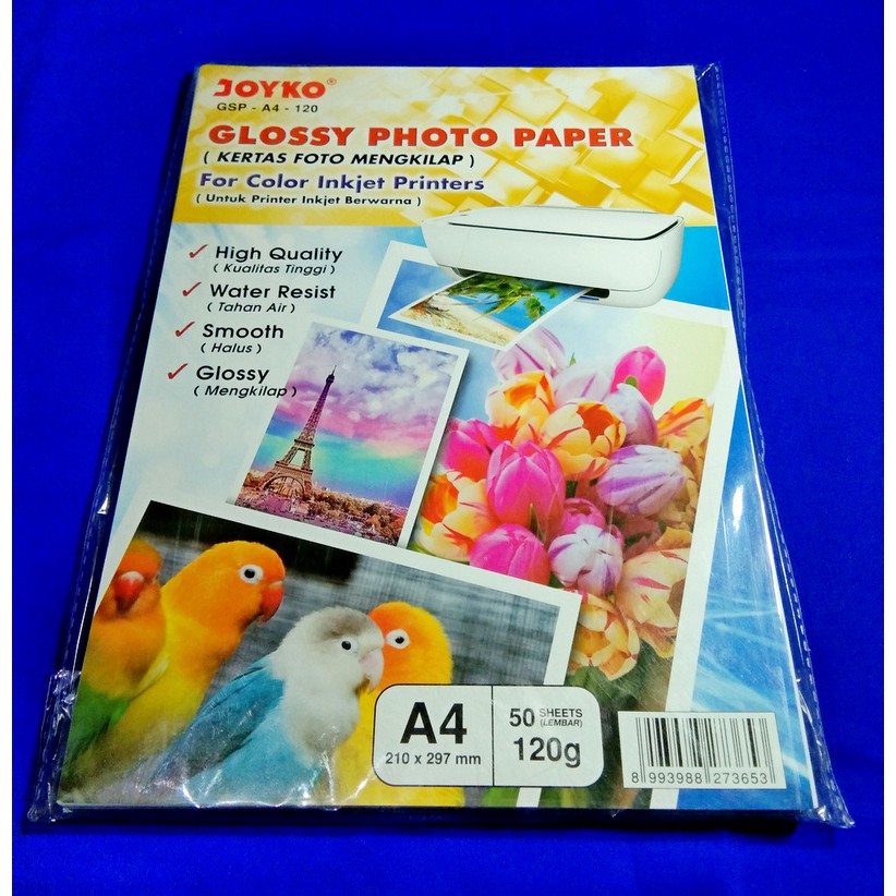 

Joyko Glossy Photo Paper GSP-A4-120 ( 1 Set - 50 Lembar )