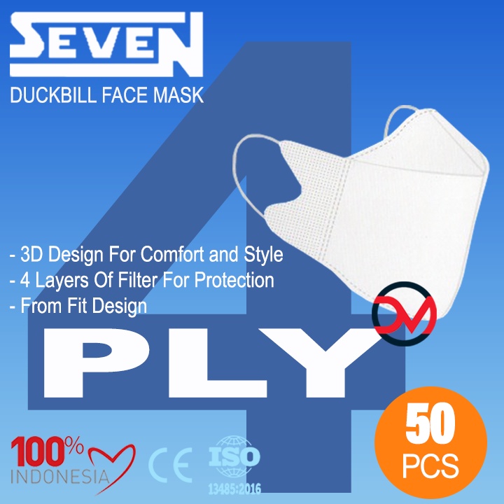 Masker Seven Duckbill 4ply isi 50 / Masker Duckbill 4 ply