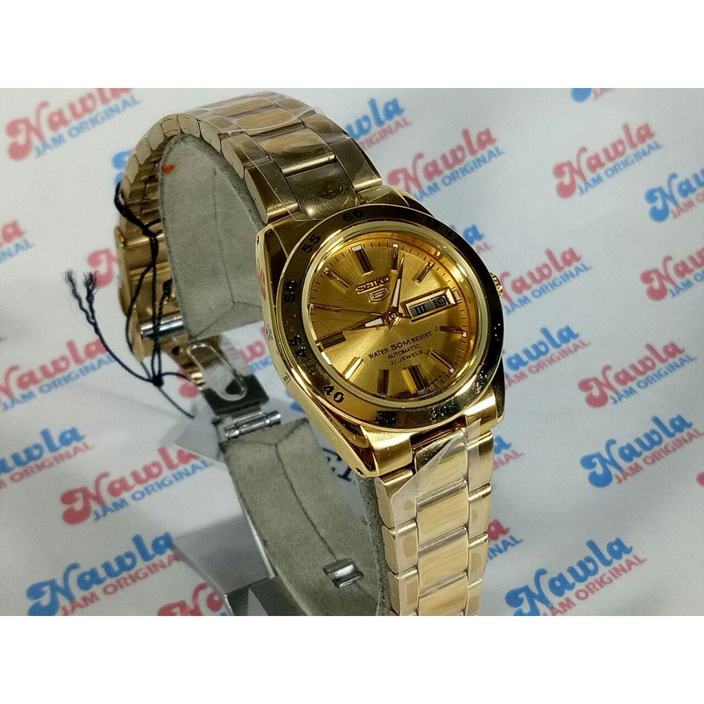 Seiko 5 Ladies SYMG44K1 Automatic Gold Coating Bracelet | Jam Wanita SYMG44