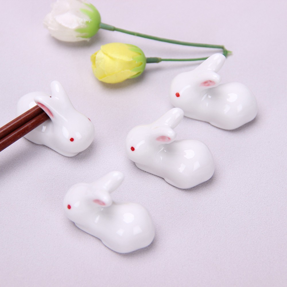 【COD Tangding】Rabbit Stand Chopstick Rest Chopstick Holder Household Tableware Ceramic Chopstick Rest