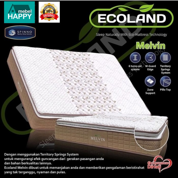𝗛𝗮𝗽𝗽𝘆 𝗜𝗱𝗲𝗮 - Ter Murah SPINNO MELVIN Spring Bed + Pillow Top Jerman Teknologi Tebal Mewah Elegan Top