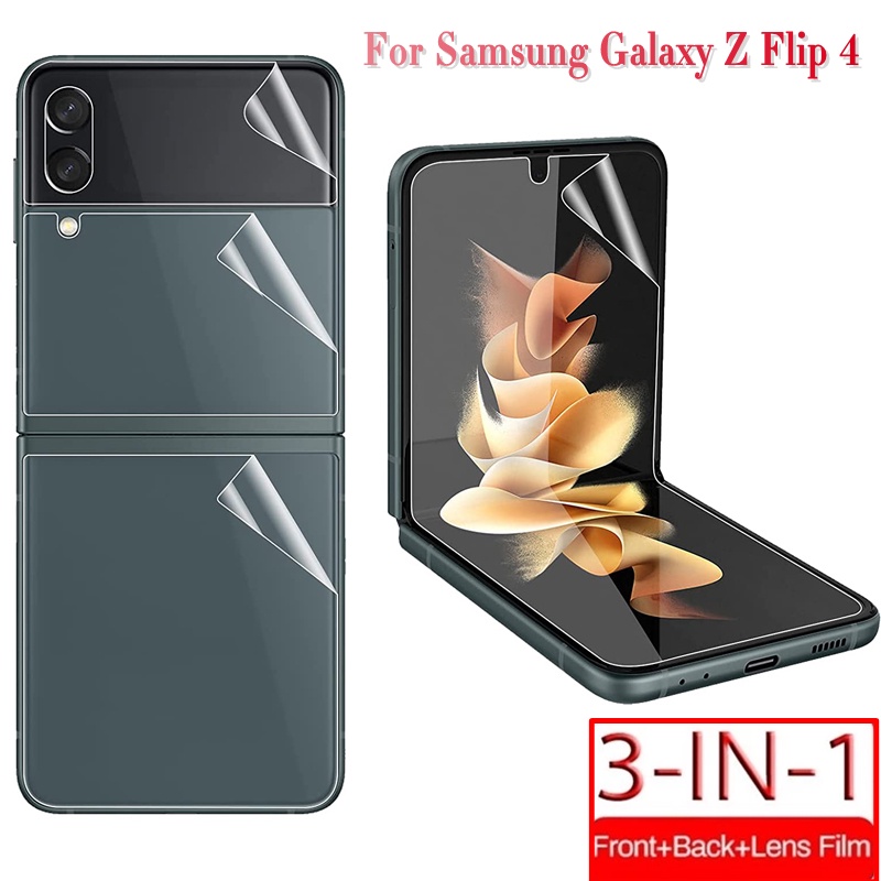 3 IN 1 Pelindung Layar TPU HD Bening Untuk Samsung Galaxy Z Flip 4