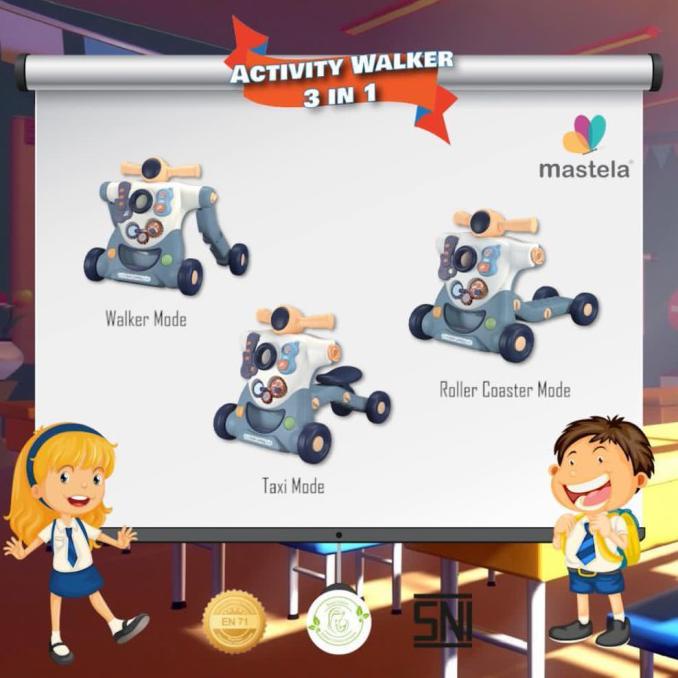 MASTELA PUSH WALKER / ACTIVITY BABY WALKER 3 IN 1 - Blueberry, PackingStandard