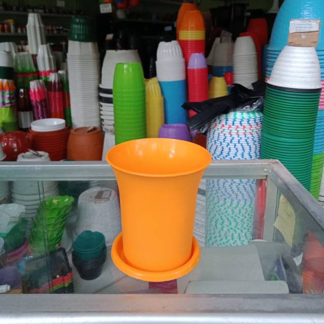  Pot  Bunga  NKT Sanse 12 Tatakan warna orange  Shopee 