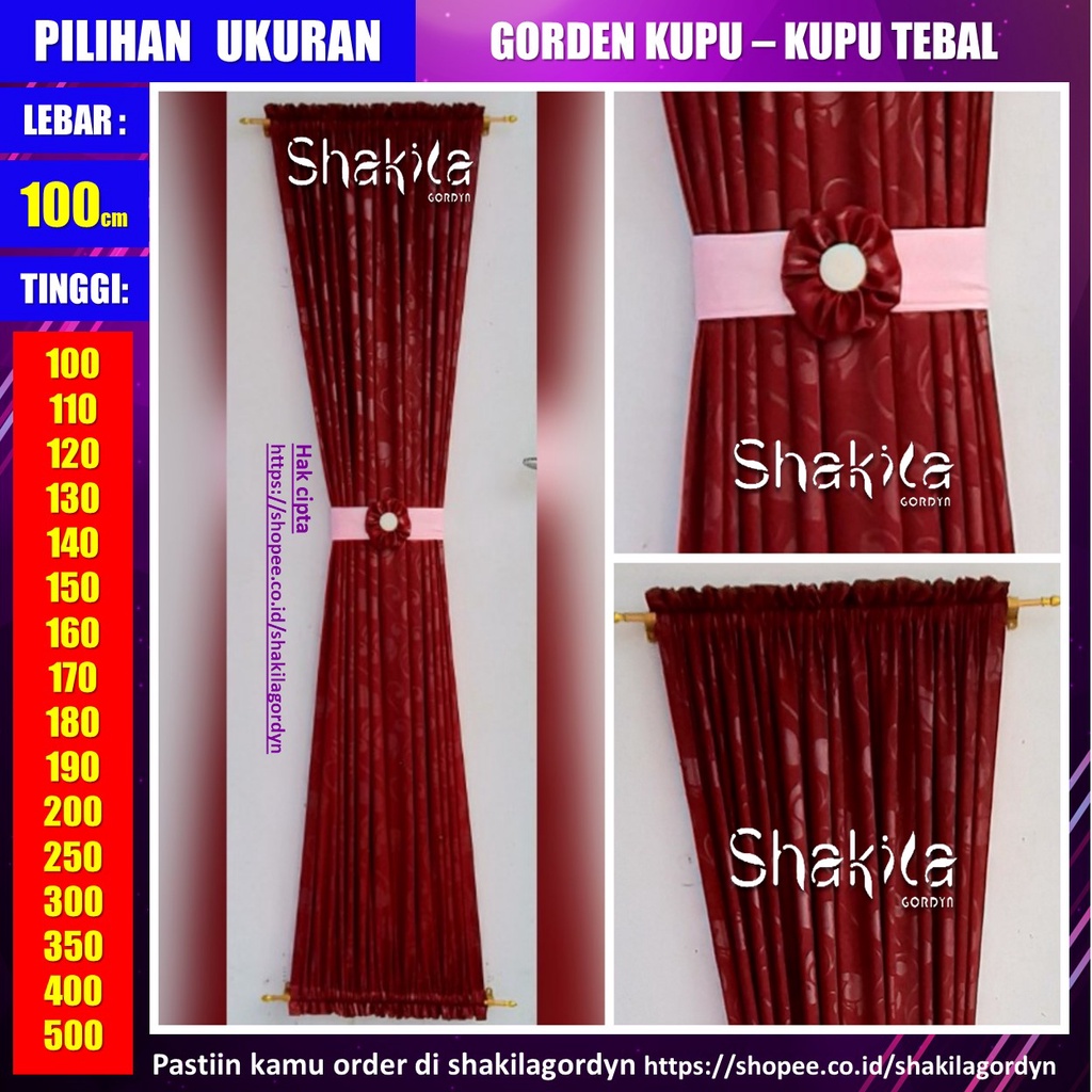 Gorden Pita Kupu Kupu Minimalis Merah Marun Tebal