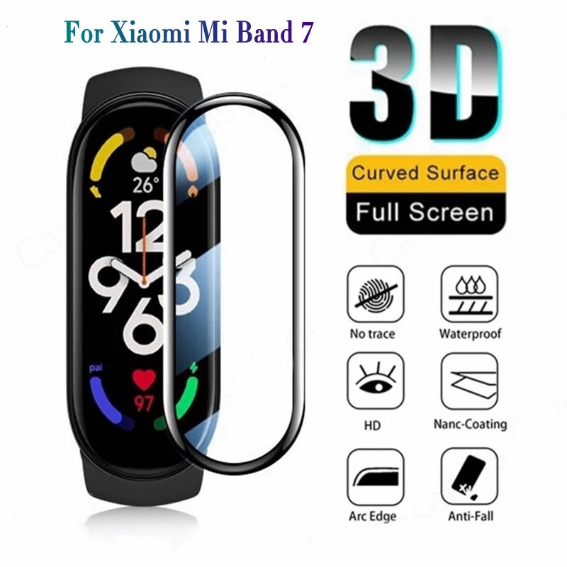 Film Pelindung Layar 3D Full Cover Anti Gores / Sidik Jari Untuk Xiaomi Mi Band 7 / 7NFC