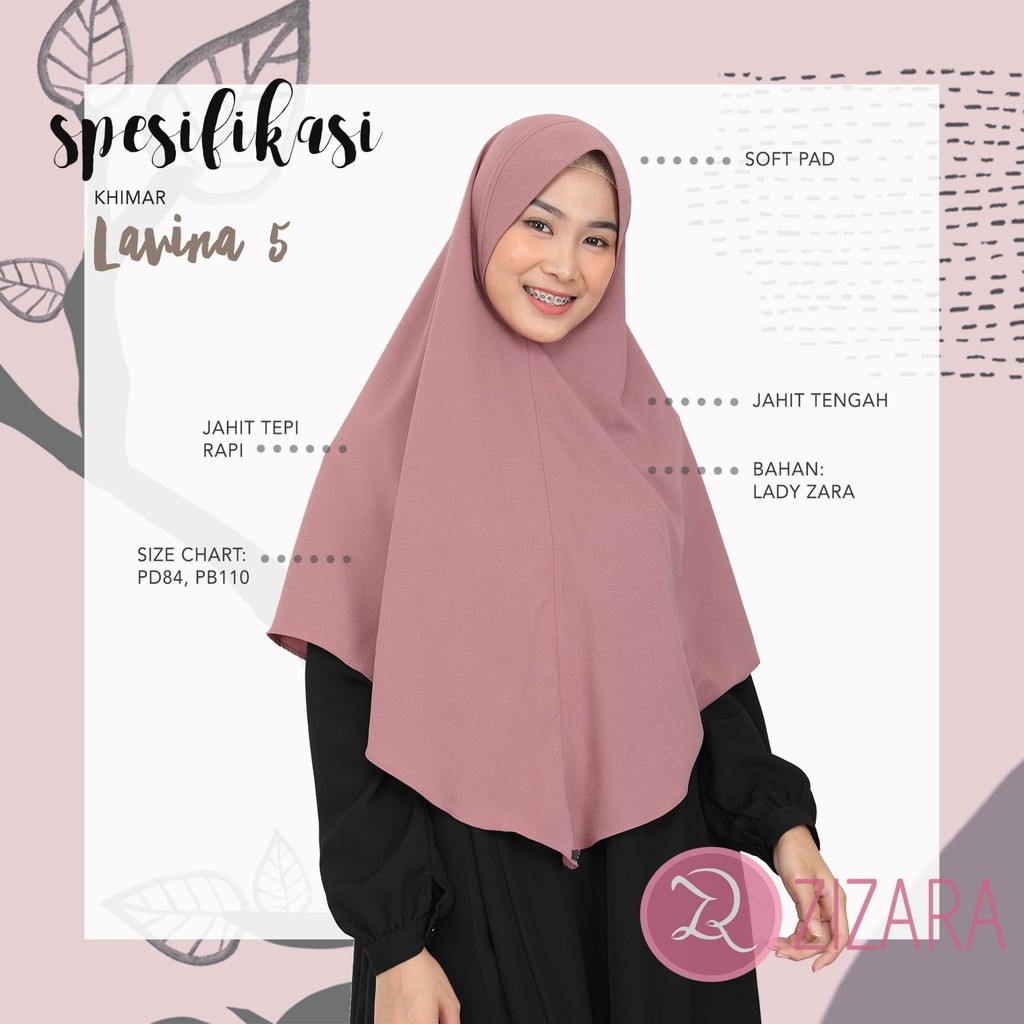 KHIMAR LAVINA 5 PAD L ZIZARA HIJAB INSTAN SIMPEL CANTIK SYARI