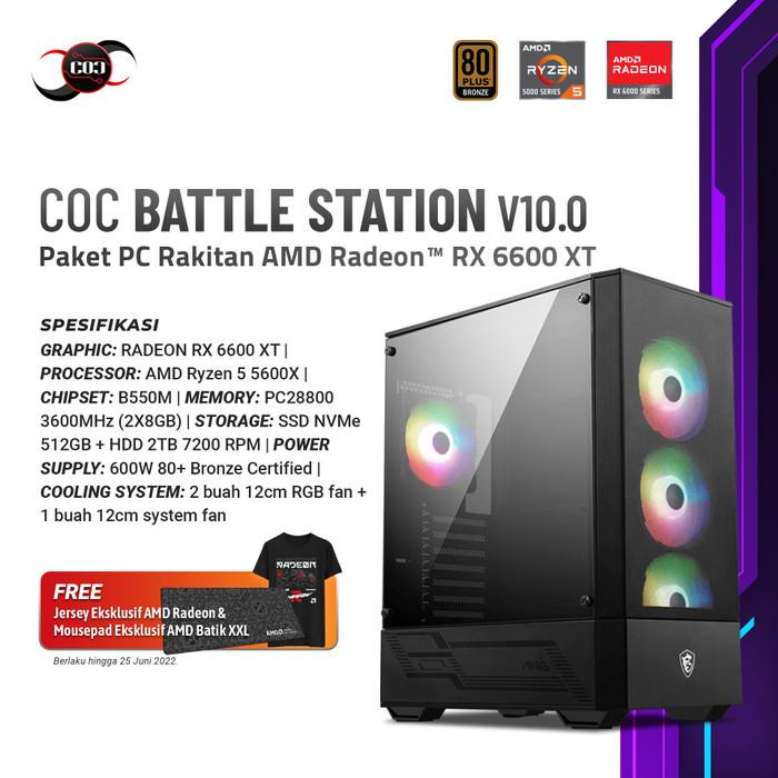 Nay / Coc Battle Station V10.0 - Paket Pc Rakitan Amd Radeon Rx 6600 Xt