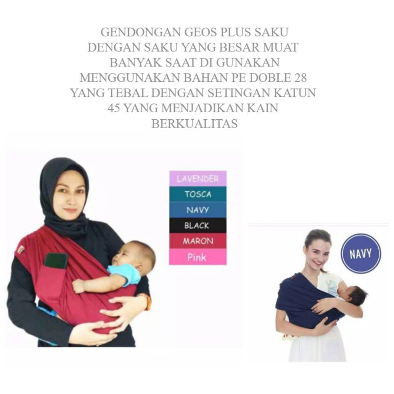 Gendongan Bayi Kaos Geos Ada Saku Anti Melar Allsize