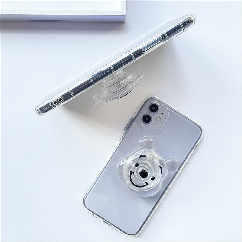 Case with Popsocket Pooh Transparant Iphone 11 12 Pro Max Oppo A54 A74 A33 A53 A5 A9 2020 Reno 5 5f