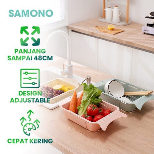 Keranjang Penyaring Buah Sayur Samono SDB01 Drain Basket Adjustable Multifungsi Wastafel Praktis