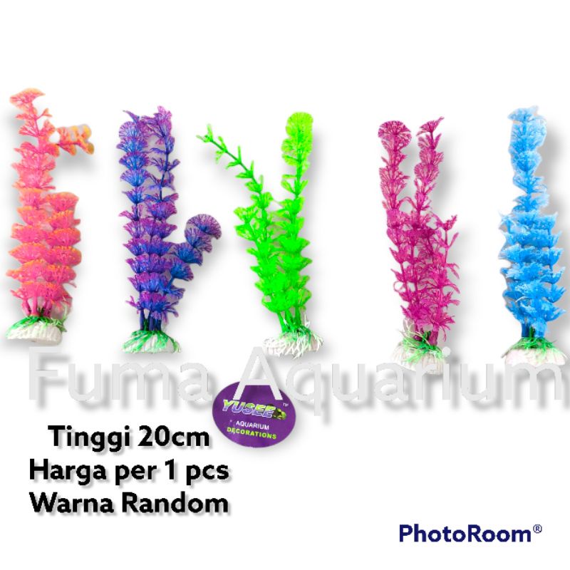 Tanaman Bunga Plastik Import Dekorasi Aquarium Aquascape Tanaman Hias 20cm