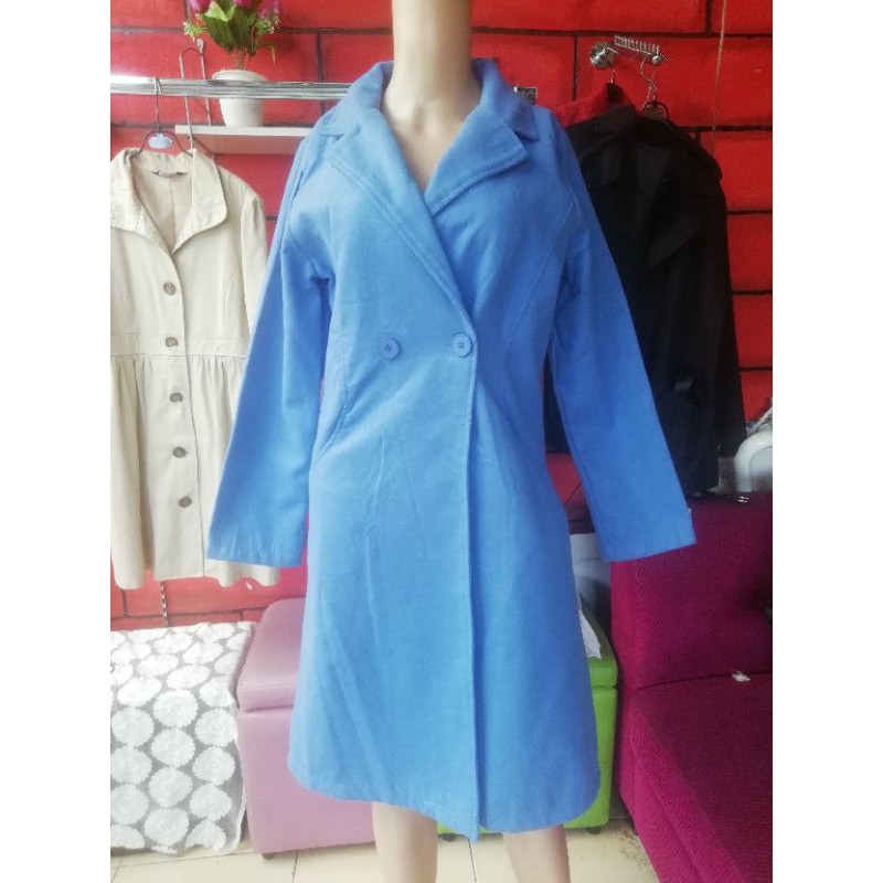 Coat semi Wool - Simple, Elegan, Megar, Blue Light