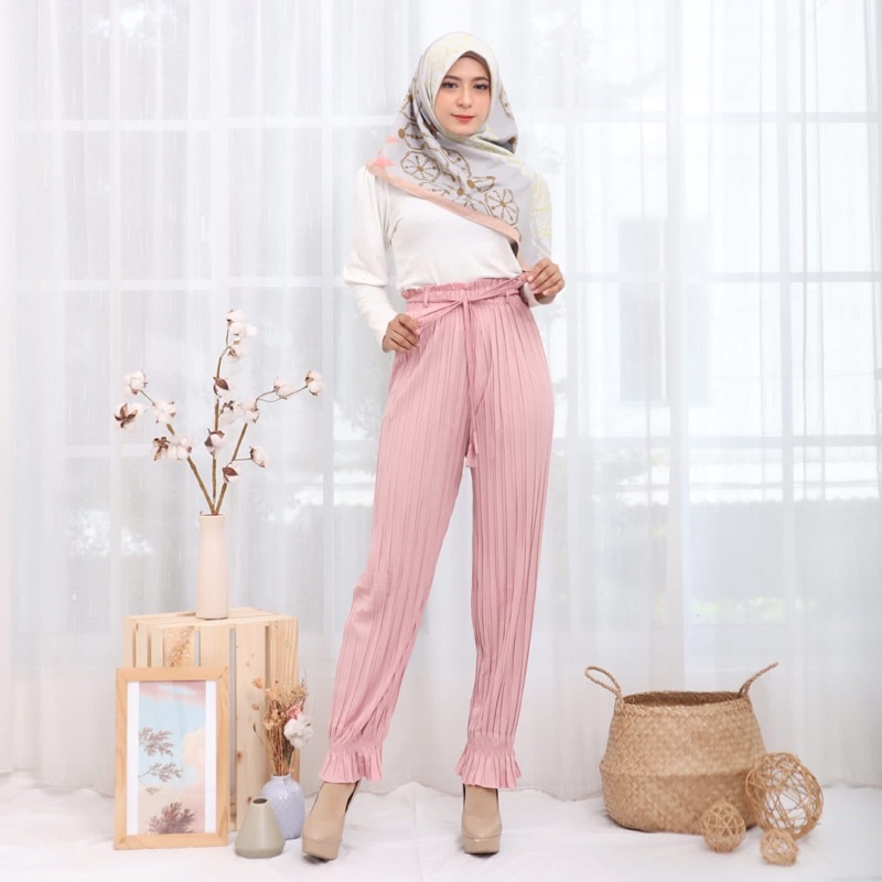 855 KULOT JOGGER PLISKET ALADIN TALI KERUT BAWAHPOLOS PANJANG TALI BELT MURAH GROSIR ABG HYGET