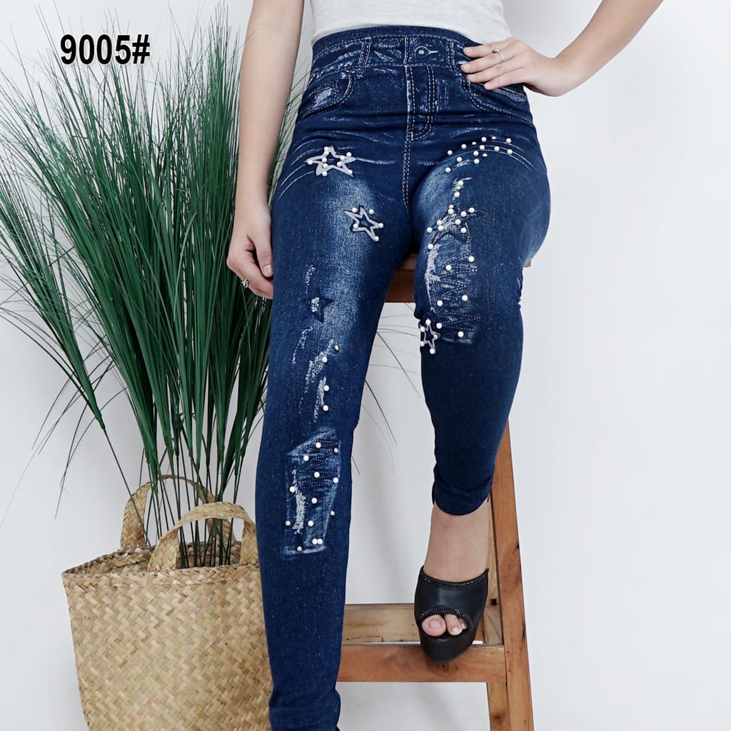 NEW LEGGING IMPORT MOTIF JEANS MOTE #9005