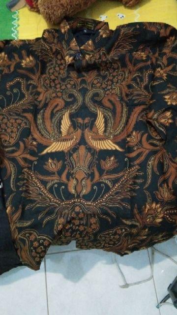 Peksi Semulur Sogan Kemeja Batik Pria Katun Primisima Full Furing