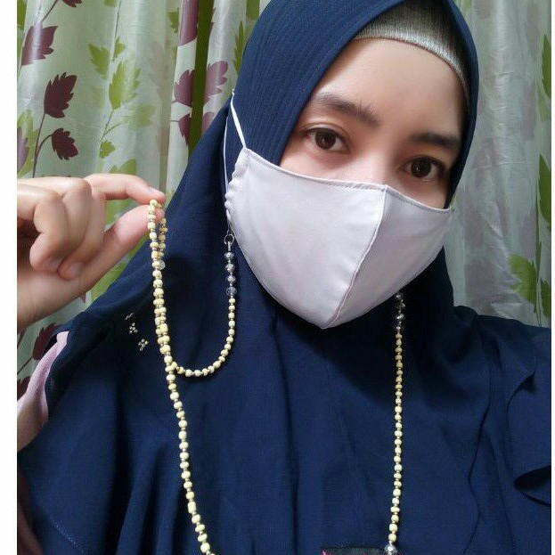 kalung masker strap mask / strap masker/ gantungan masker / tali masker sekat silver