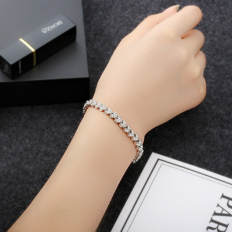 [Women Roman Heart Zircon Diamond Crystal Pendant Couples Bracelets] [Girls Chain Korean INS Charm Bracelet] [Women Jewellery Gifts]