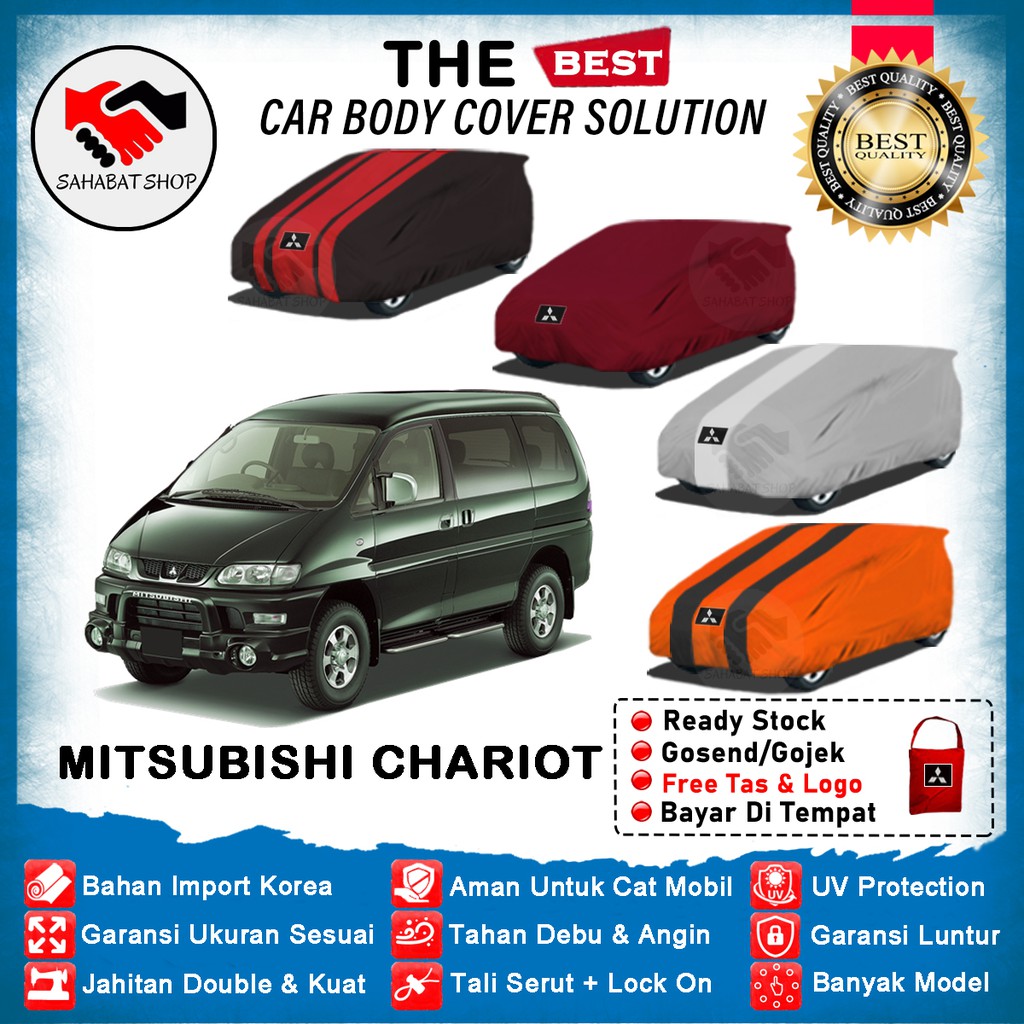 Sahabat Body Cover Mobil Chariot / Sarung Penutup Mitsubishi Chariot Outdoor 2003 2004 2005 2006 2007 2008 2009 2010 2011 / Tutup Mantel Selimut Mantol Jas Pelindung Kerudung Kerodong Terpal Tutupan Kelambu Pembungkus Mobil Anti Air Waterproof Model Biru