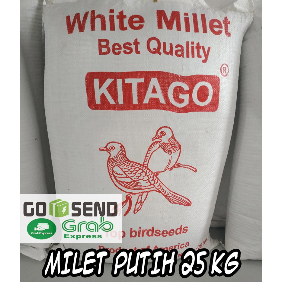 GOSEND - Milet Putih 1 Karung 25 Kg  Pakan Bijian Burung Millet Putih 1 Sak