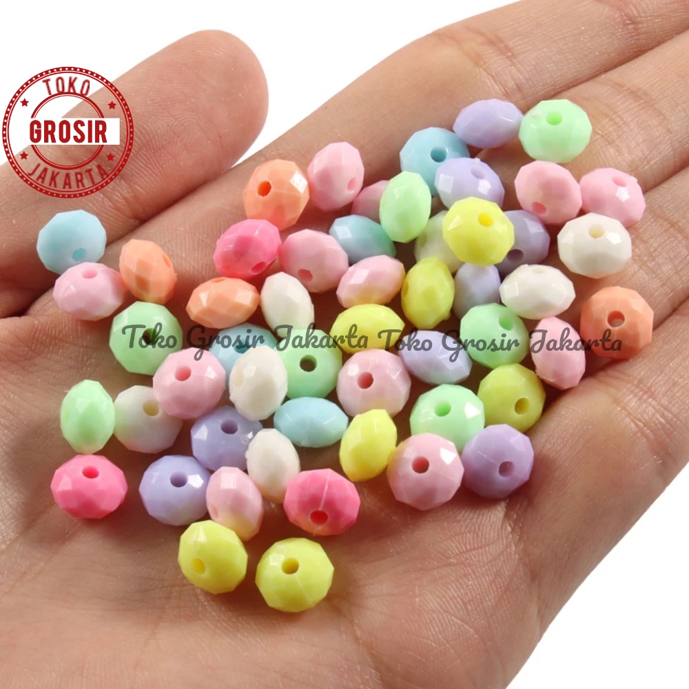 [ 120 Pcs ] Manik Kristal Bakpau 8mm Mote Bakpau Pastel Bahan Membuat Kerajinan Meronce Dan Lainya