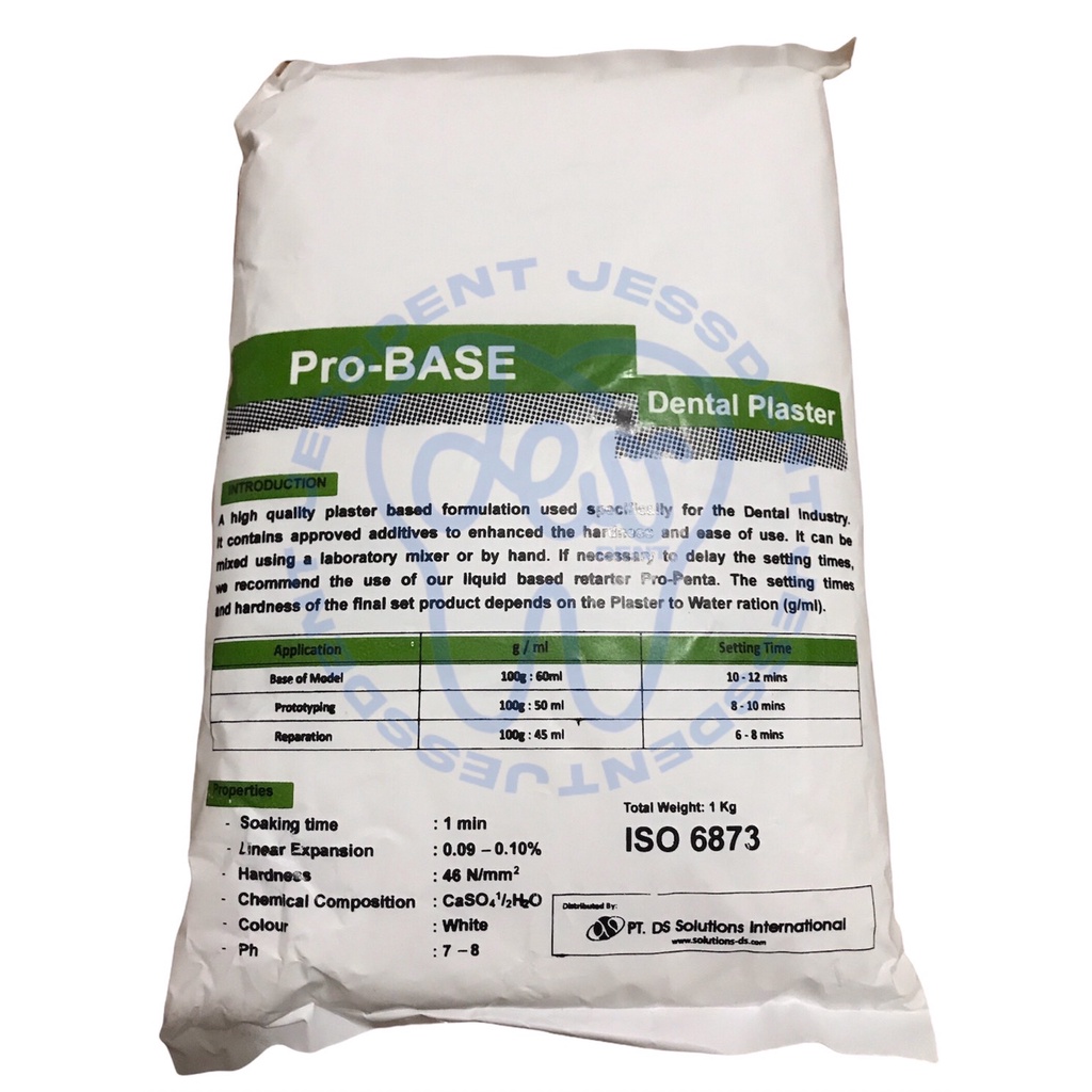 PRO BASE DENTAL GIPS PUTIH / DENTAL PLASTER / SEMEN PUTIH GIGI 1 KG / GIPSUM PUTIH DENTAL