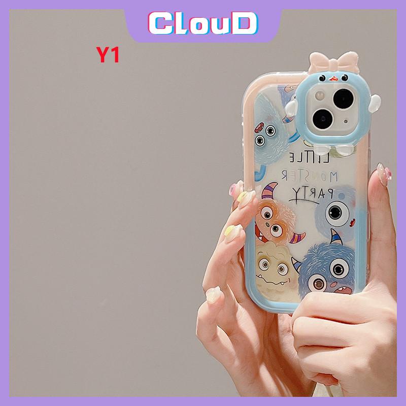 Soft Tpu Transparan Casing Ponsel Samsung A14 A12 A13 A22 A30s A51 A52 A03s A53 A32 A23 A03 A50 A50s A52s A31 A21s A71 A53 A04s M32 A33 A73 A02s A11 3D Busur Lucu Kartun Monster Cover