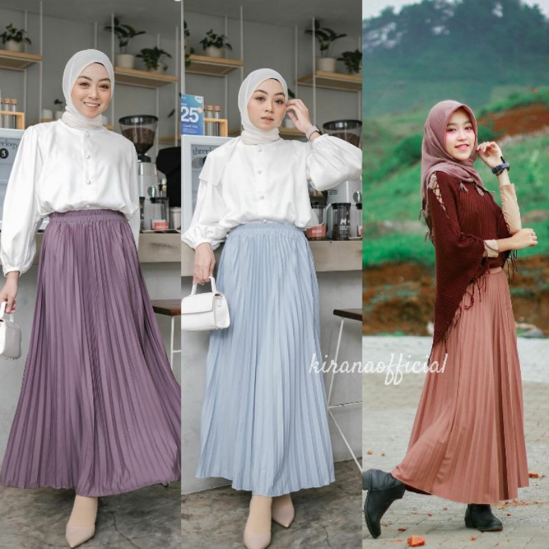 KIRANAOFFICIAL-( COD )Rok Plisket Mayung Pleated Maxi SKirt