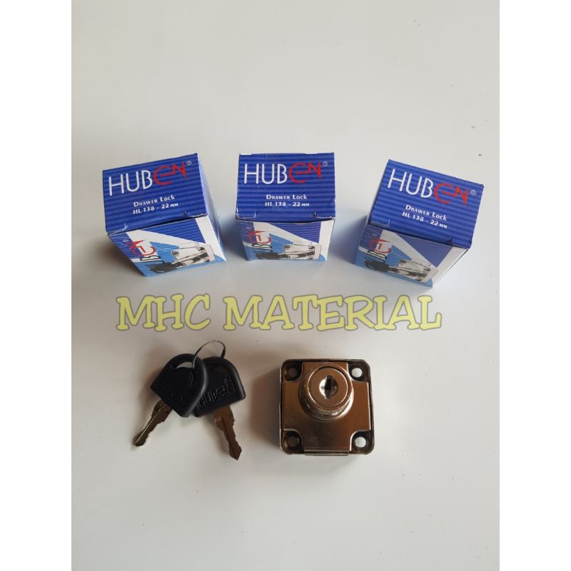 KUNCI LACI HUBEN 22mm / DRAWER LOCK HUBEN HL138 22mm / KUNCI LEMARI / LOKER