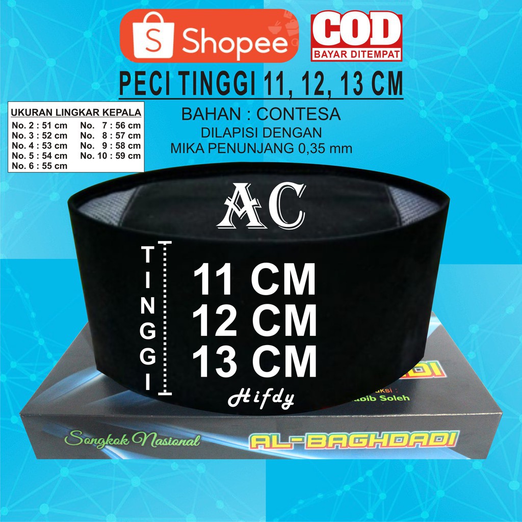 Peci Hitam Ac Tinggi 11 12 13 cm Bahan Contesa Peci Tinggi Songkok Hitam Tinggi