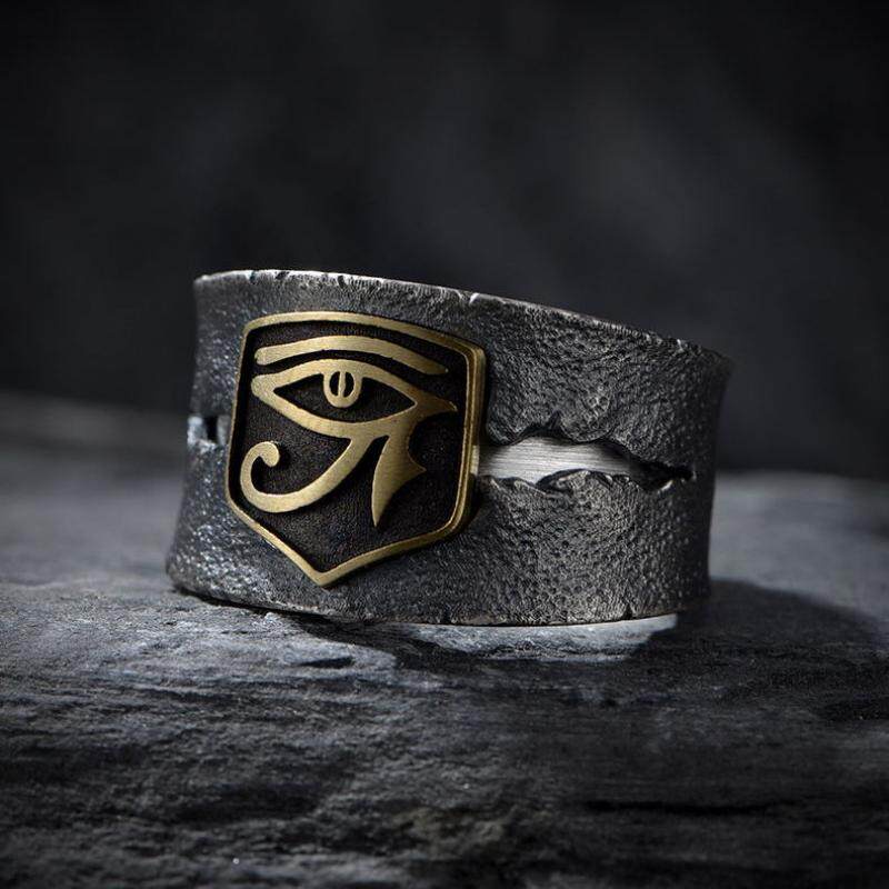 Cincin Model Terbuka Desain Horus Gaya Punk Hip Hop Untuk Pria