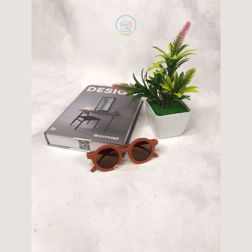 Kacamata anak bulat Retro Kacamata Hitam Anak Bayi Balita Kekinian unisex chubbydut-6