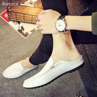  Sandal  Selop Casual Model Setengah Bahan Kulit Warna  Putih  