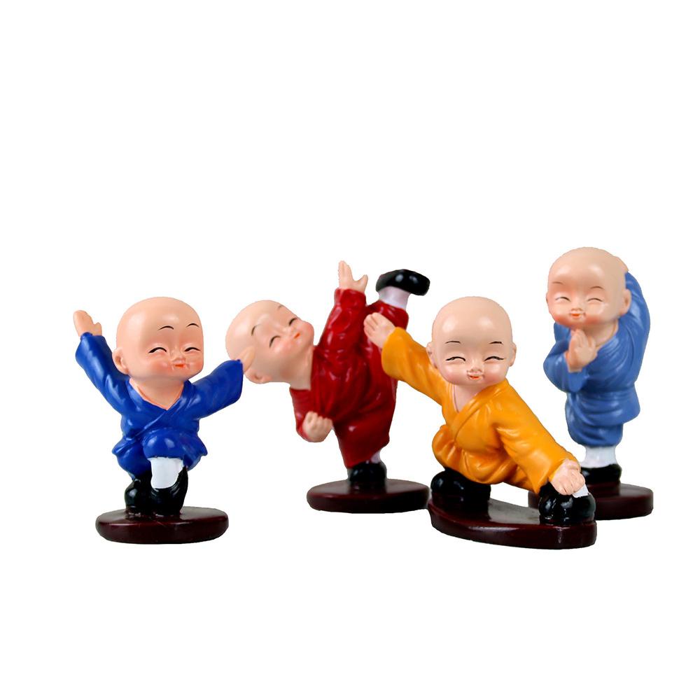 4pcs Ornamen Miniatur Biksu Kecil Bahan Resin Untuk Dekorasi Rumah