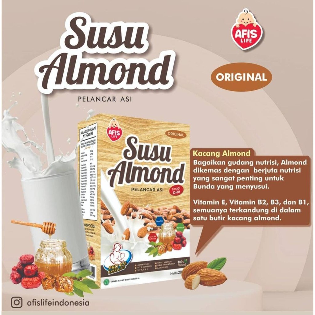 AFIS LIFE Susu Almond Booster ASI PELANCAR ASI 200gr SUSU UNTUK BUSUI MELANCARKAN ASI kacang almond