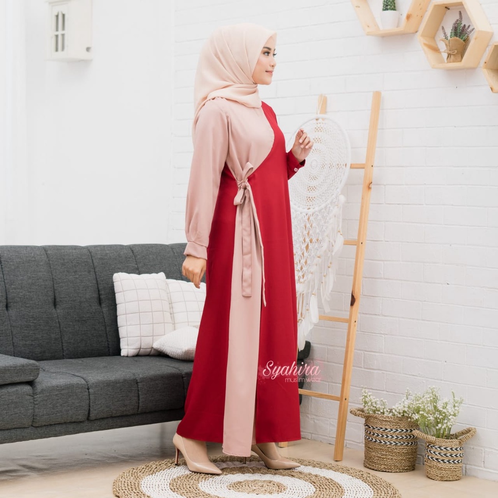 gamis hitam wanita kekinian tali samping jumbo ld 130  terbaru dan kekinian mewah simple elegan murah