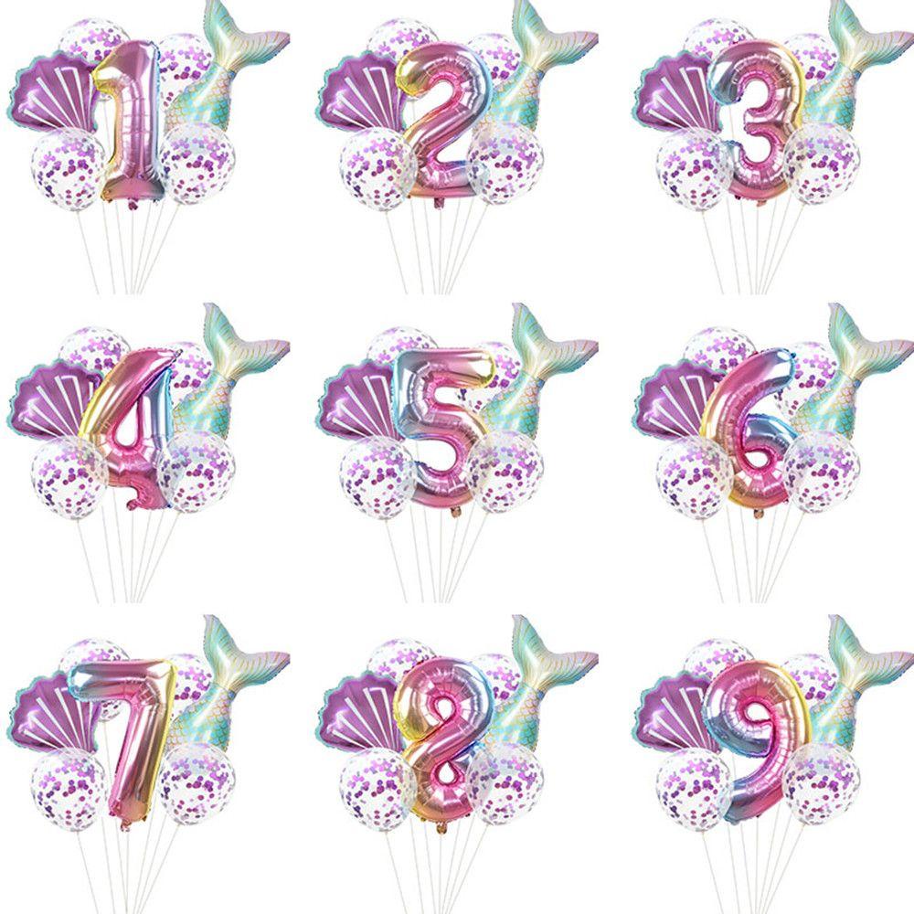 Suyo 7pcs / lot Balon Helium 32 Inci Bentuk Ekor Mermaid Untuk Pesta Ulang Tahun Anak